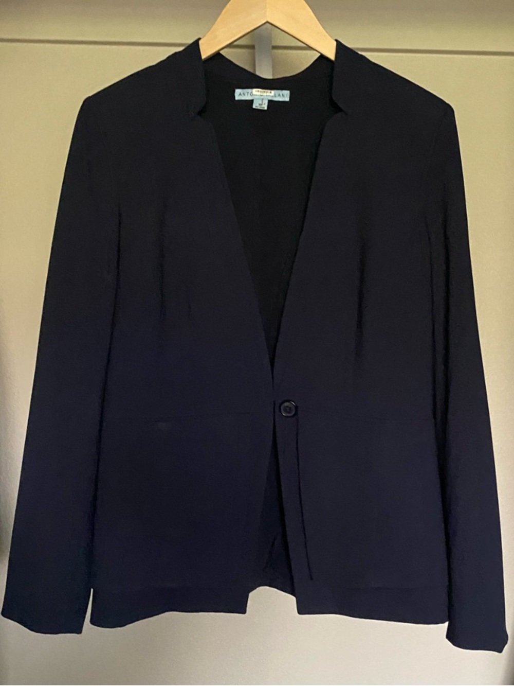 ANTONIO MELANI navy single-button open-front blazer